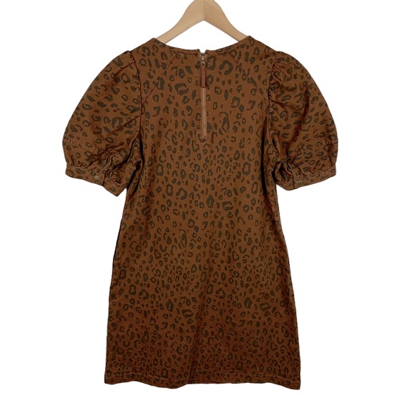 Universal Thread Leopard Puff Sleeve Denim Dress 8 - Picture 2 of 6
